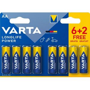 6+2 Piles Alcalines AA / LR6 Varta LongLife Power