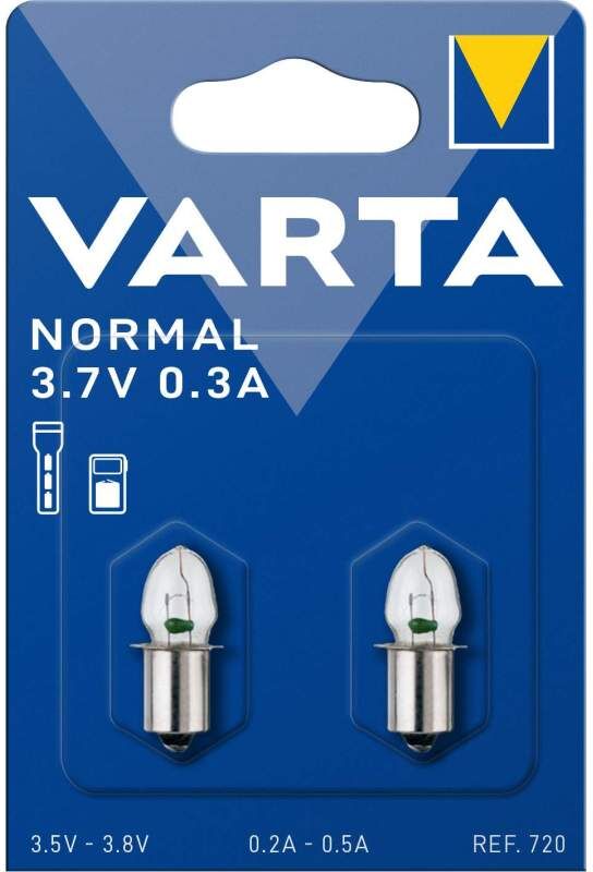 2 Ampoules Culot Lisse Varta 720 Argon 3,7V 0,3A