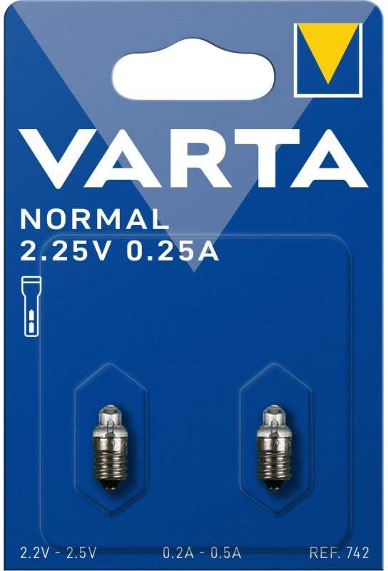 2 Ampoules à Vis Varta 742 Argon 2,25V 0,25A