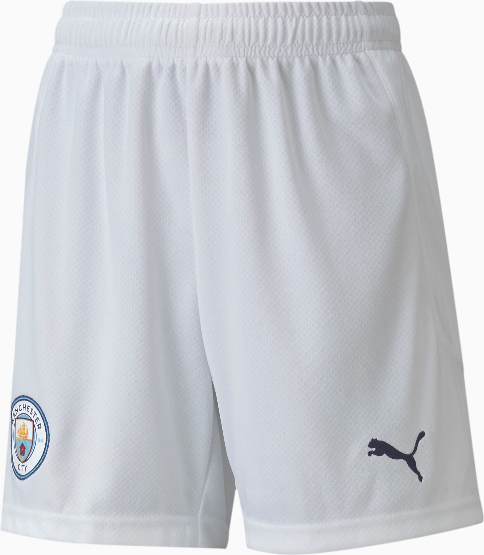 PUMA Short de football Man City Youth pour Enfant, Blanc/Bleu, Taille 116, Vêtements