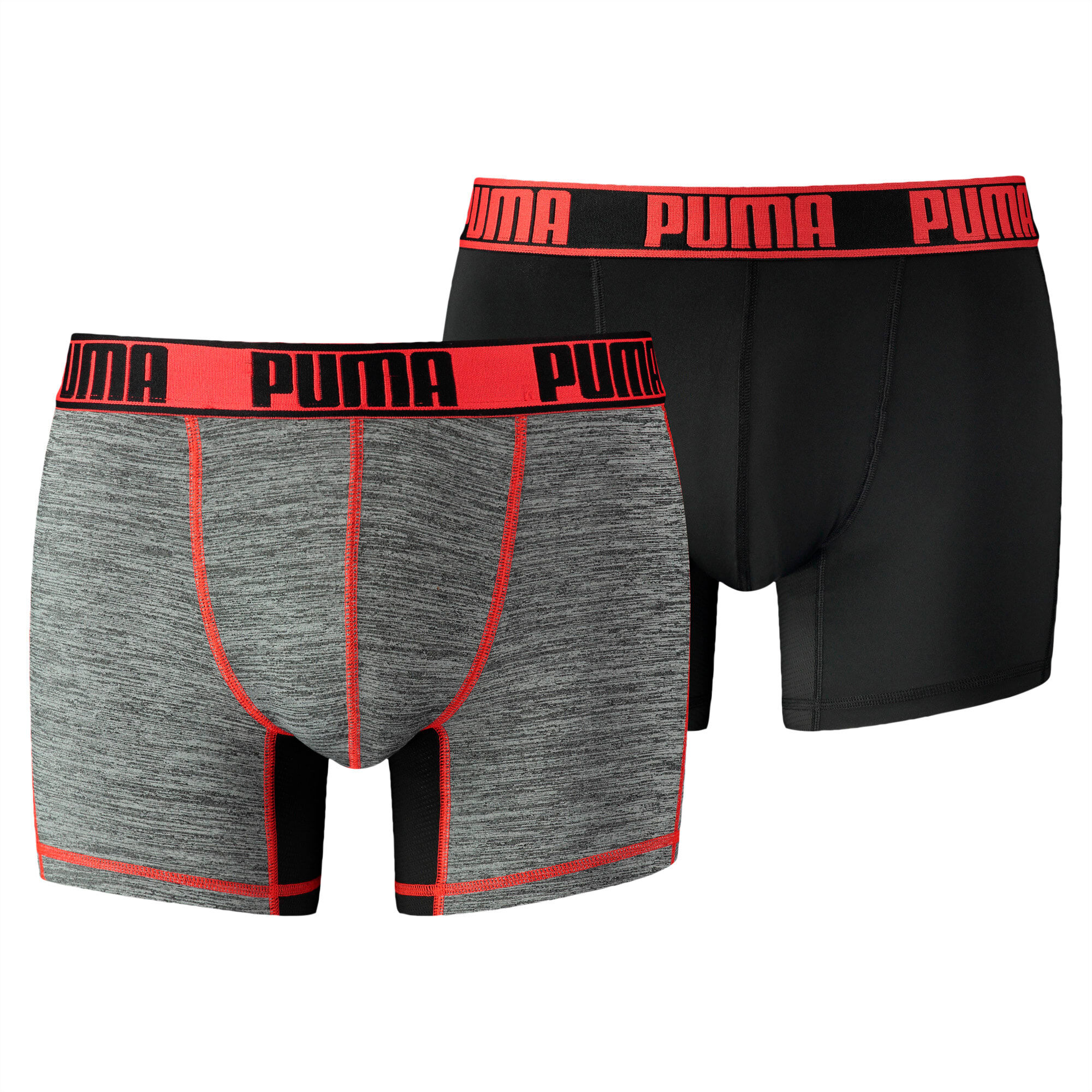 PUMA Shorts boxeurs Grizzly pour Homme (lot de deux), Rouge/Noir, Taille S, Vêtements