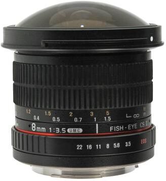 Walimex Pro 8mm 1:3.5 Fisheye II pour Canon noir reconditionné Walimex Pro 8mm 1:3.5 Fisheye II pour Canon noir reconditionné