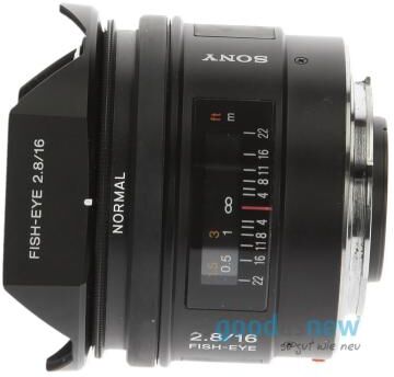 Sony 16mm 1:2.8 AF oeil de poisson (SAL16F28) noir reconditionné Sony 16mm 1:2.8 AF oeil de poisson (SAL16F28) noir reconditionné