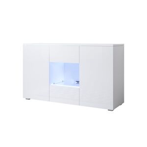 Design Ameublement Buffet Salon modèle Luke A2 (120x72cm) couleur blanc brillant avec pieds standard - Publicité
