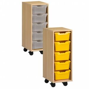 Axess Industries meuble de classe avec bacs de rangements   nbre de bacs 5   coloris bac jaune