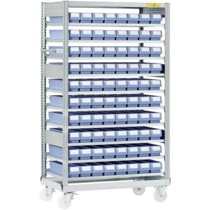 Axess Industries rack mobile avec bacs de rangement   nbre de bacs 40