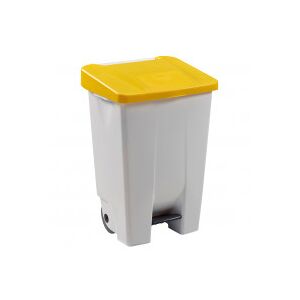 Axess Industries poubelle à pédale mobile   volume 60 l   couvercle jaune