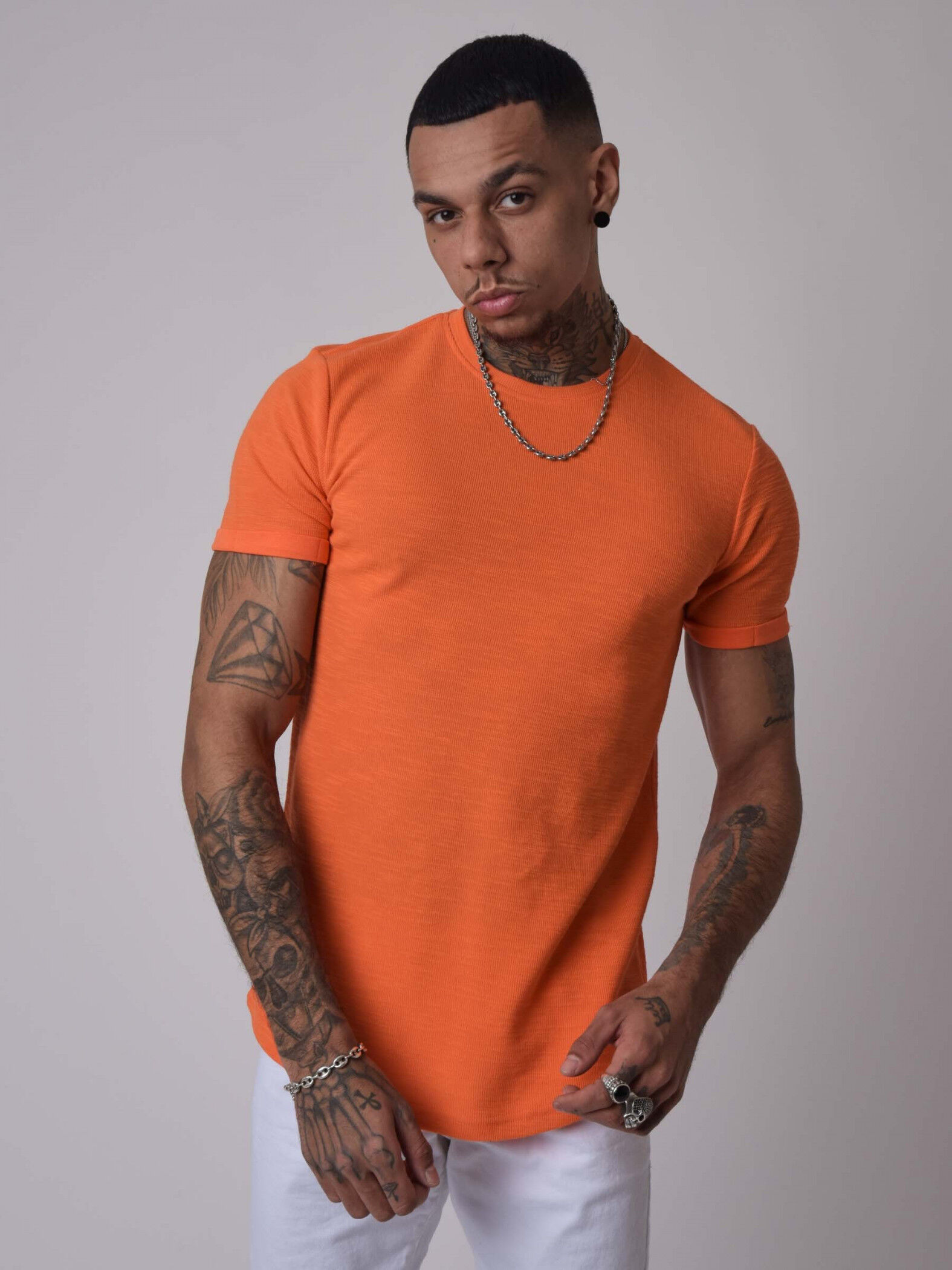 Project X Paris Tee-shirt basic chiné - Couleur - Orange, Taille - XS