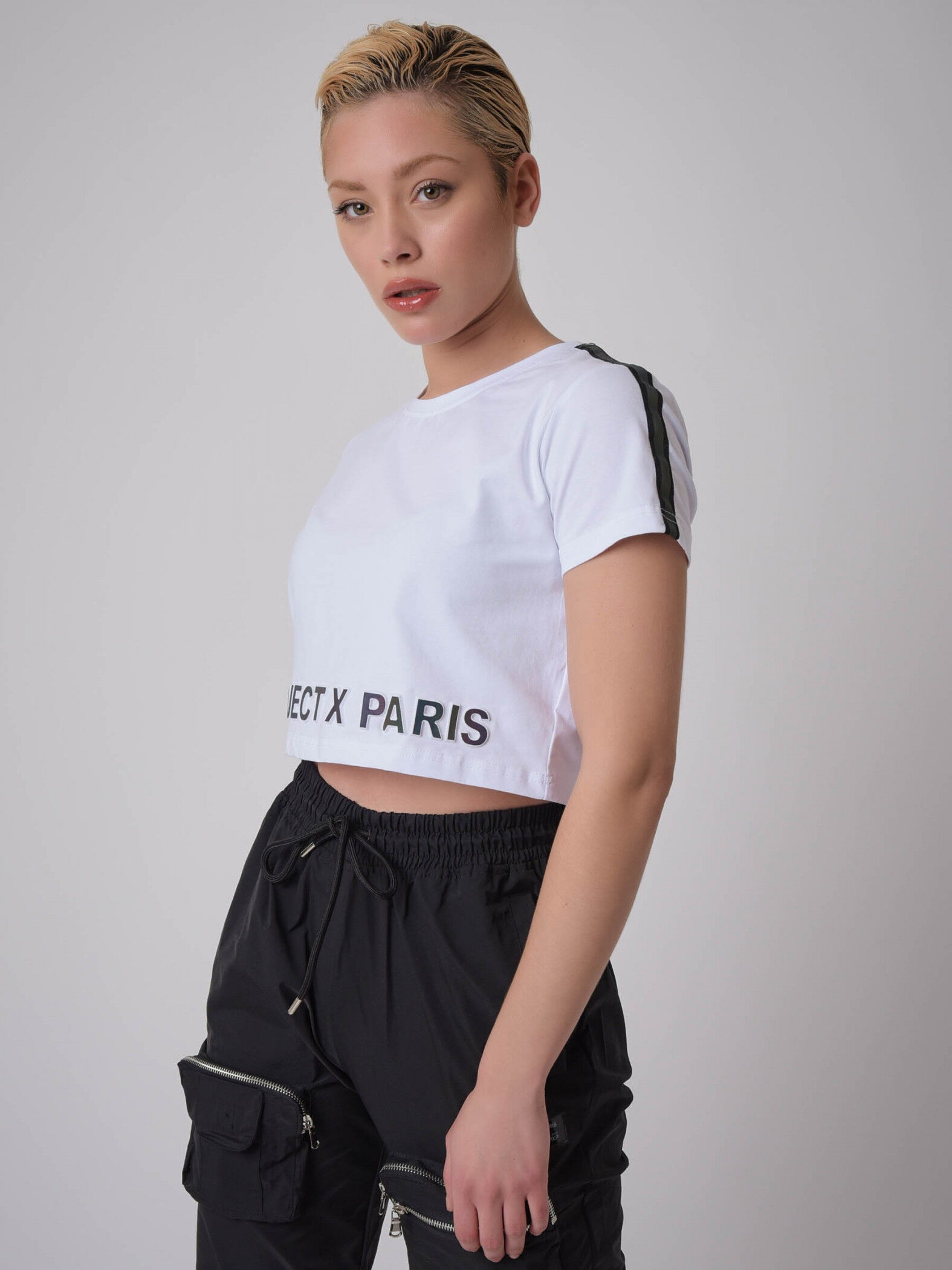 Project X Paris Tee-shirt crop logo relief - Couleur - Blanc, Taille - L