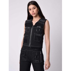 Project X Paris Gilet sans manches utility coutures contrastees empiecement mesh - Couleur - Noir, Taille - L