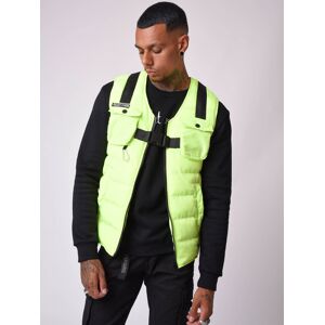 Project X Paris Gilet sans manches matelasse multi-poche et sangle - Couleur - Jaune fluo, Taille - M