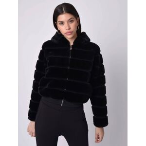 Project X Paris Veste courte a capuche en imitation fourrure - Couleur - Noir, Taille - L