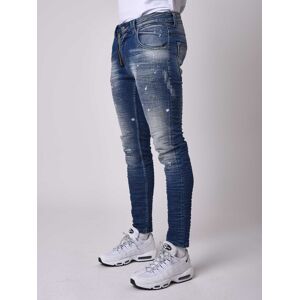 Project X Paris Jean skinny fit delavage bleu, tachete jaune pale , zip apparent - Couleur - Bleu, Taille - 28