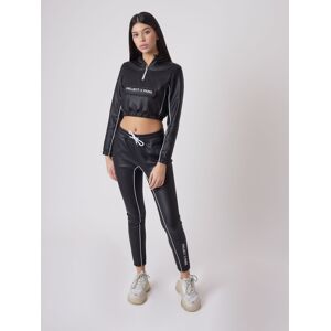 Project X Paris Sweat capuche enfilable a piping simili cuir - Couleur - Noir, Taille - S