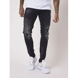 Project X Paris Jean Skinny effet delave et use avec trous noir - Couleur - Noir, Taille - 30