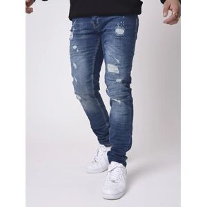 Project X Paris Jean slim bleu effet use avec taches de peinture - Couleur - Bleu, Taille - 30