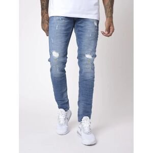 Project X Paris Jean slim basic bleu effet use et tachete - Couleur - Bleu, Taille - 33