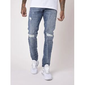 Project X Paris Jean slim bleu grise effet use et trous - Couleur - Bleu, Taille - 32