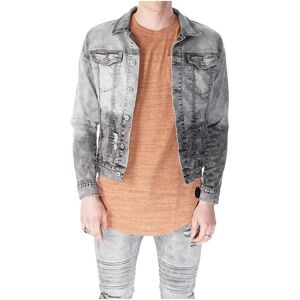 Project X Paris Veste en jean bouton delavee - Couleur - Gris clair, Taille - XXL