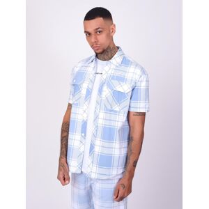 Project X Paris Chemise manches courtes a carreaux - Couleur - Bleu Ciel, Taille - S