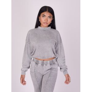 Project X Paris Sweat court col montant delave - Couleur - Gris, Taille - M