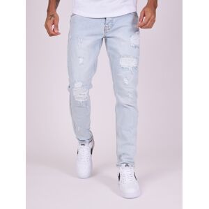 Project X Paris Jean droit dechire avec trous - Couleur - Bleu clair, Taille - 33