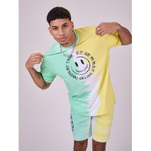 Project X Paris Tee-shirt bicolore oversize degrade smiley - Couleur - Jade, Taille - XL