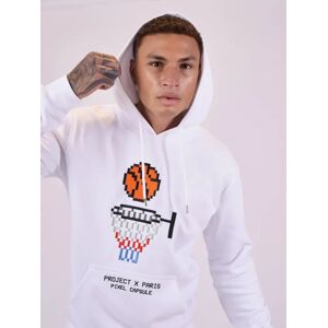 Project X Paris Sweat a capuche dessin panier de basket de pixels en broderie - Couleur - Blanc, Taille - M