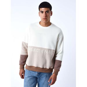 Project X Paris Sweat col rond Color Block en maille - Couleur - Beige, Taille - XL