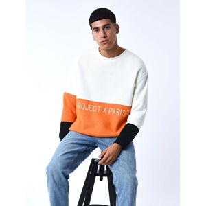 Project X Paris Sweat col rond Color Block en maille - Couleur - Orange, Taille - XL