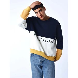 Project X Paris Sweat col rond Color Block en maille - Couleur - Blanc, Taille - XL