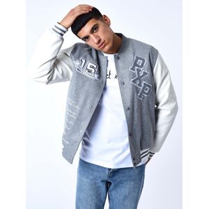 Project X Paris Veste oversize style universitaire avec ecusson brodes - Couleur - Gris clair, Taille - M