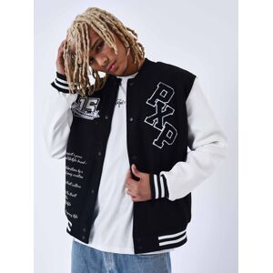 Project X Paris Veste oversize style universitaire avec ecusson brodes - Couleur - Noir, Taille - S