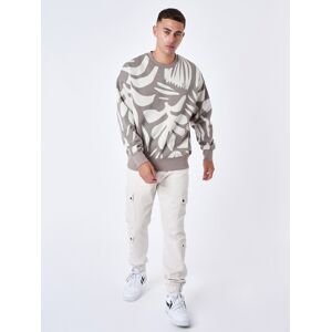 Project X Paris Sweat col rond motif all over vegetal abstrait Couleur Greige Taille L