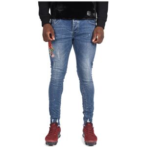 Project X Paris Jean skinny bleu rose brodee - Couleur - Bleu, Taille - 36