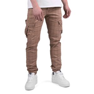 Project X Paris Pantalon slim cargo a carreaux et fines rayures - Couleur - Beige, Taille - 33