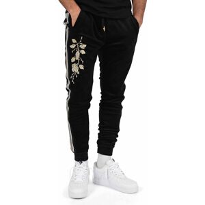 Project X Paris Pantalon de jogging velvet bandes contrastantes et patch floral dore - Couleur - Noir, Taille - S