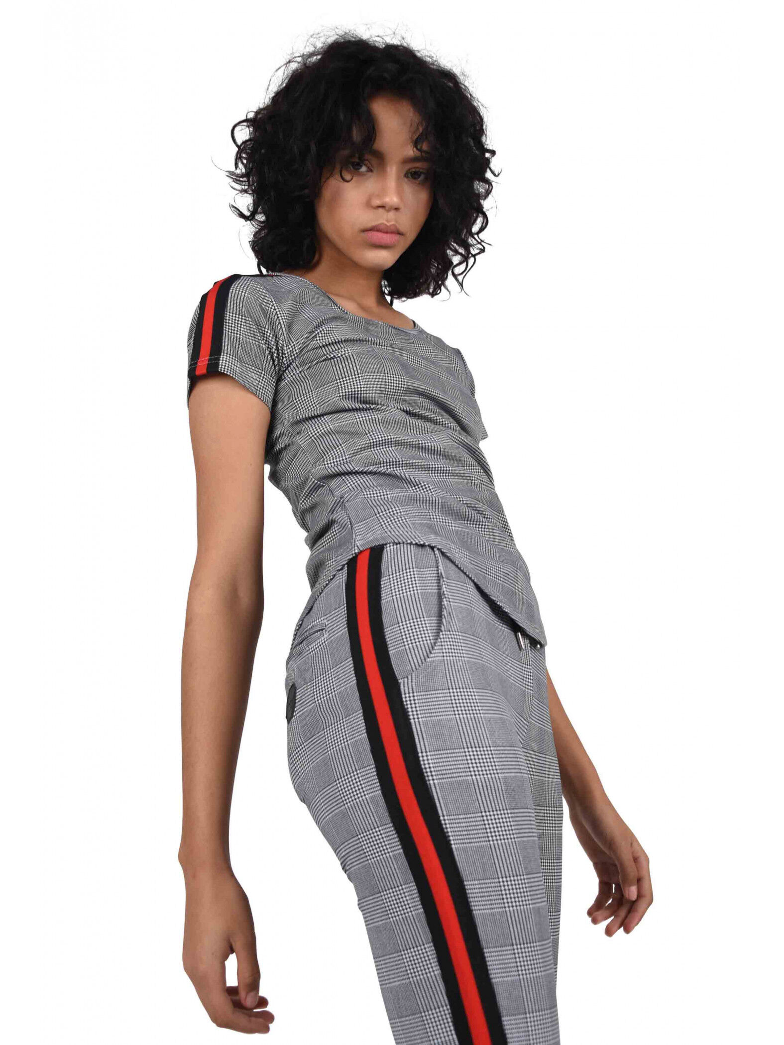 Project X Paris Tee shirt imprimé pied-de-poule et rayure à bandes bicolores - Couleur - Noir-Blanc, Taille - XL