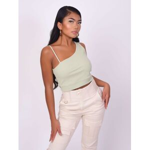 Project X Paris Crop top asymétrique broderie logo - Couleur - Vert d'eau, Taille - L