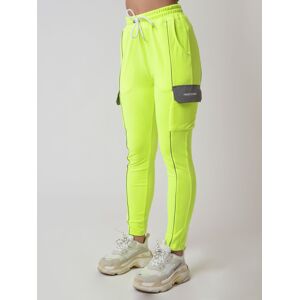 Project X Paris Bas de jogging velvet type cargo à piping réfléchissant - Couleur - Jaune fluo, Taille - M