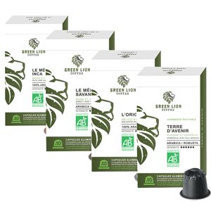 Green Lion Coffee Pack découverte Bio - 40 capsules - Nespresso compatible - GREEN LION COFFEE - Sélection Verte (Bio) - Publicité