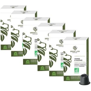 Green Lion Coffee Pack découverte 60 capsules Bio - Nespresso compatible - GREEN LION COFFEE - Sélection Verte (Bio) - Publicité