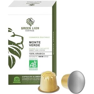 Green Lion Coffee 10 Capsules Bio Monte Verde - Nespresso compatible - GREEN LION COFFEE - Sélection Verte (Bio) - Publicité