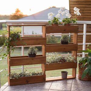 Cemonjardin Etagere a plantes murale en bois 6 bacs