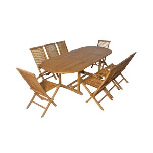 Cemonjardin Salon de jardin en teck grade C Lombok : table ovale + 8 chaises