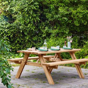 Cemonjardin Table de pique-nique en bois 6 places avec bancs repliables