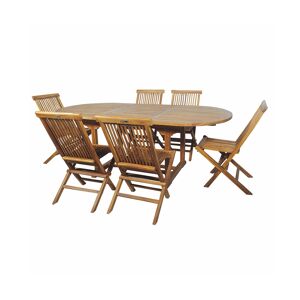 Cémonjardin Salon de jardin en teck grade C Lombok : table ovale + 6 chaises