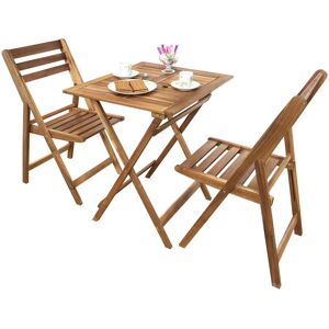 Cémonjardin Ensemble pliable table + 2 chaises pour balcon en acacia Fidgi