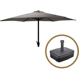 Cémonjardin Parasol droit gris + pied de parasol