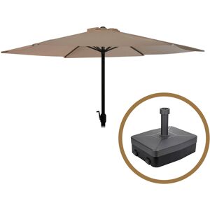 Cémonjardin Parasol droit taupe + pied de parasol